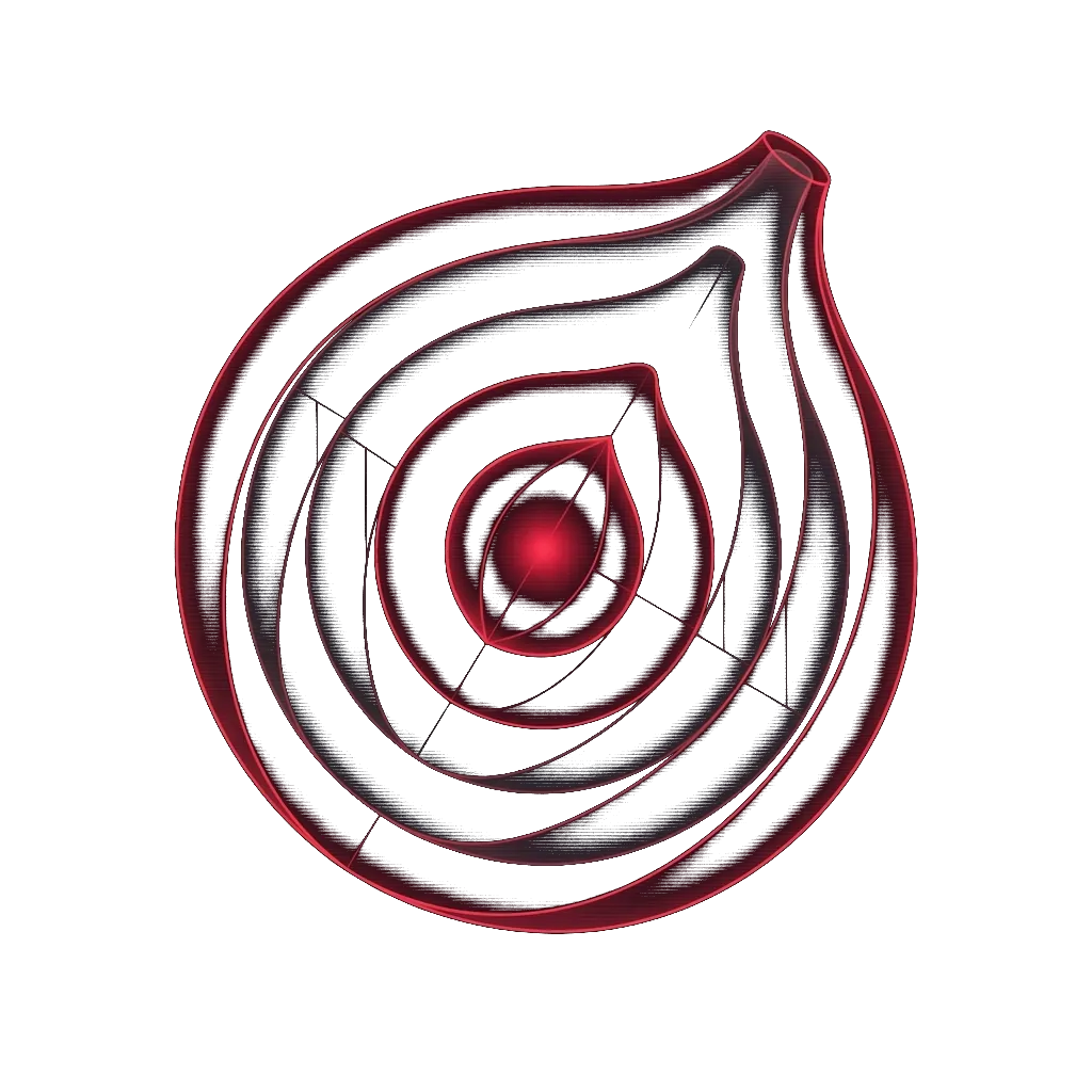 Onion routing layers diagram — concentric encryption layers protecting the network endpoint